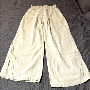 Linen Stretch waist wide leg pants sz XL